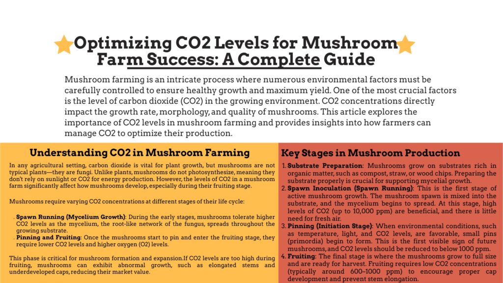 Optimizarea nivelurilor de CO2 pentru succesul fermei de ciuperci: A Complete Guide 1 Optimizing CO2 Levels for Mushroom Farm Success