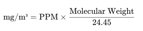 PPM to mg m3