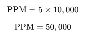 convert 5 to PPM