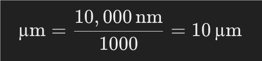 10000 nm to µm