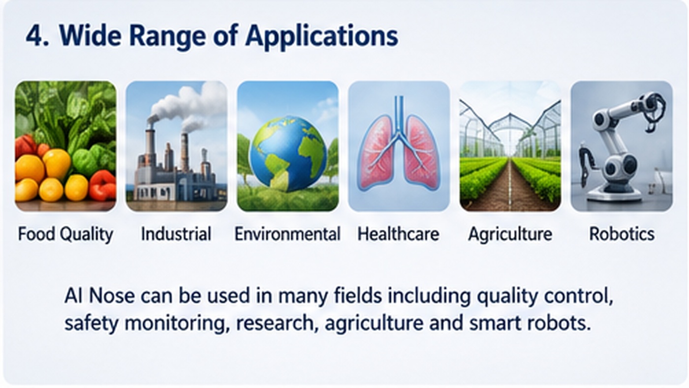 AI Nose applications in food, industry, environment, healthcare, agriculture and robotics