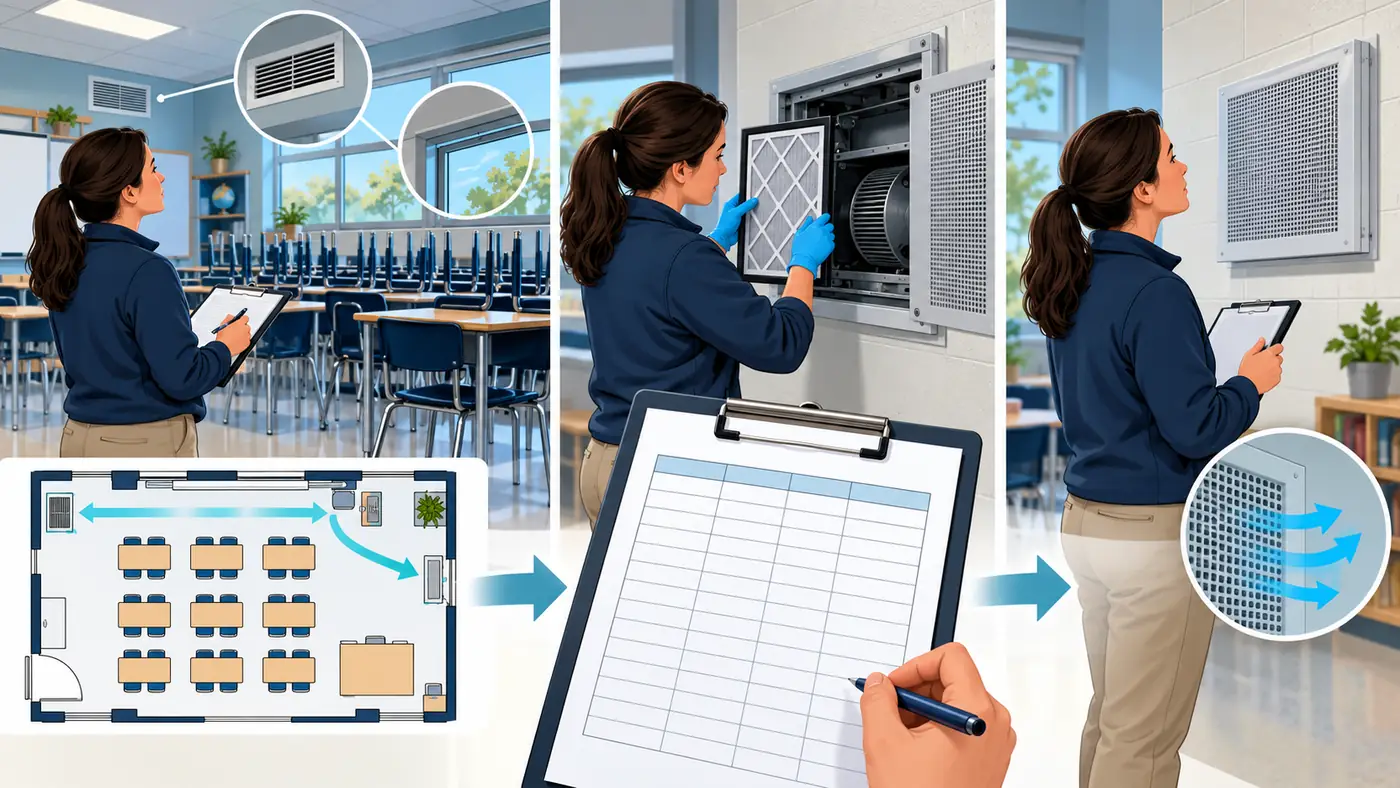 Conceptual facilities follow-up board linking an observation, authorized action and repeat check