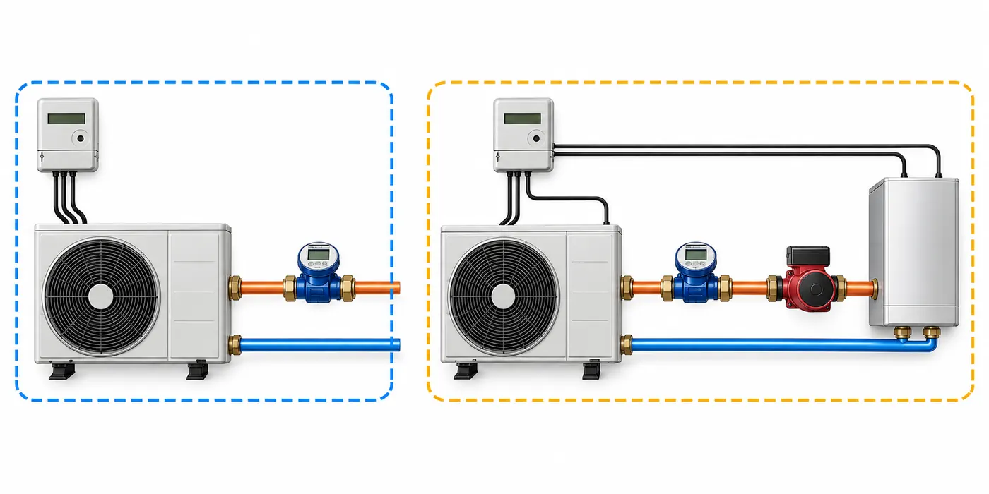 Di quali sensori ha bisogno una pompa di calore per un monitoraggio utile? 3 e più ampi Conceptual comparison of narrower and broader metering boundaries