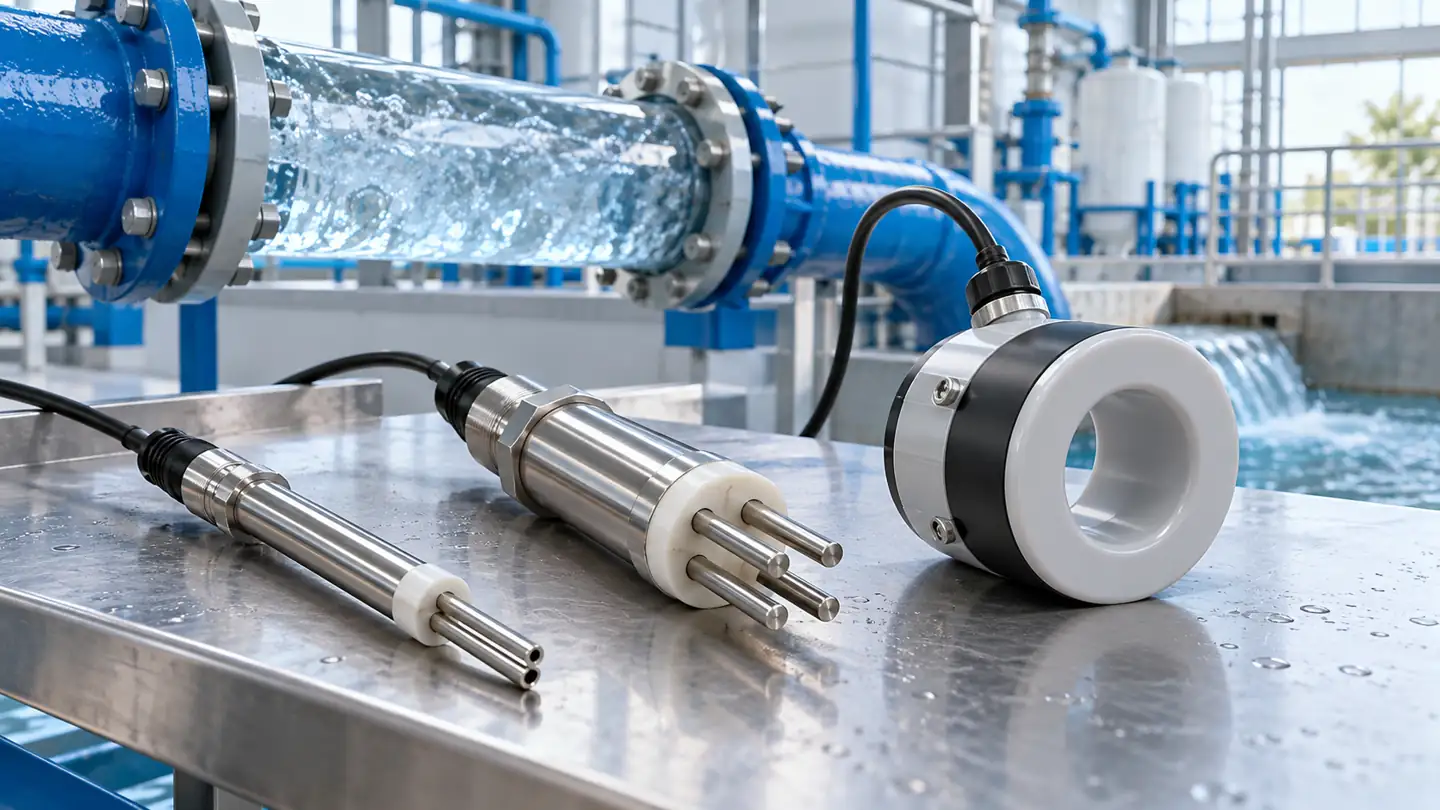 How to Choose a Water Conductivity Sensor and Trust Its Reading 1 Water conductivity probes in a treatment measurement skid