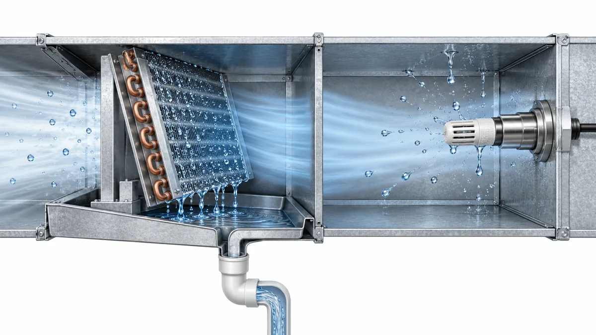 When Does Condensation Mislead an HVAC Sensor? 2 Intentional condensate at a cooling coil contrasted with unwanted wetting of a sensor probe