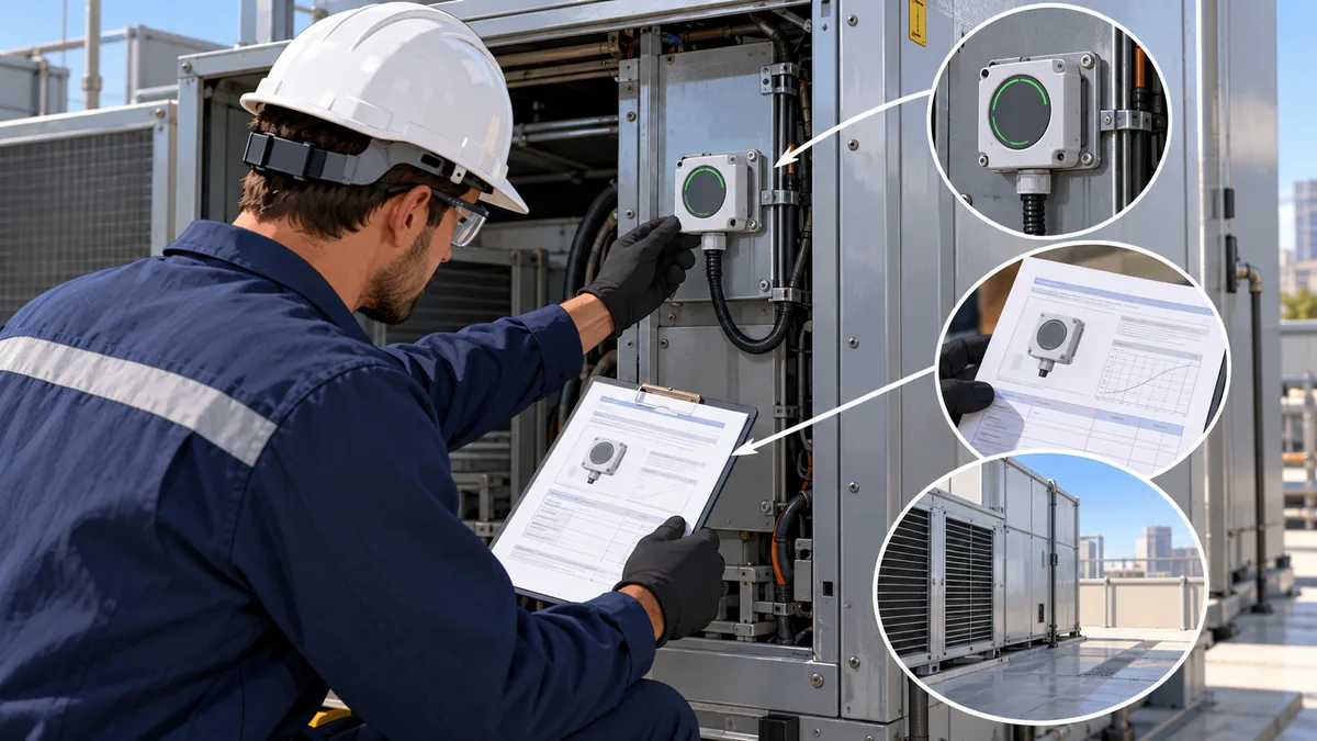 Can Another Gas Trigger a Refrigerant Detector? Reading Cross-Sensitivity Claims 5 Qualified technician reviewing detector status, plant-room conditions and service records