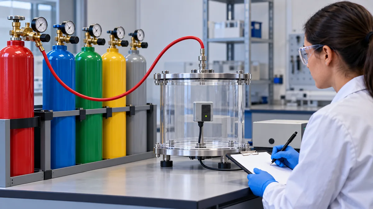 Can Another Gas Trigger a Refrigerant Detector? Reading Cross-Sensitivity Claims 4 Conceptual laboratory test matrix comparing target-gas and interferent response under controlled conditions