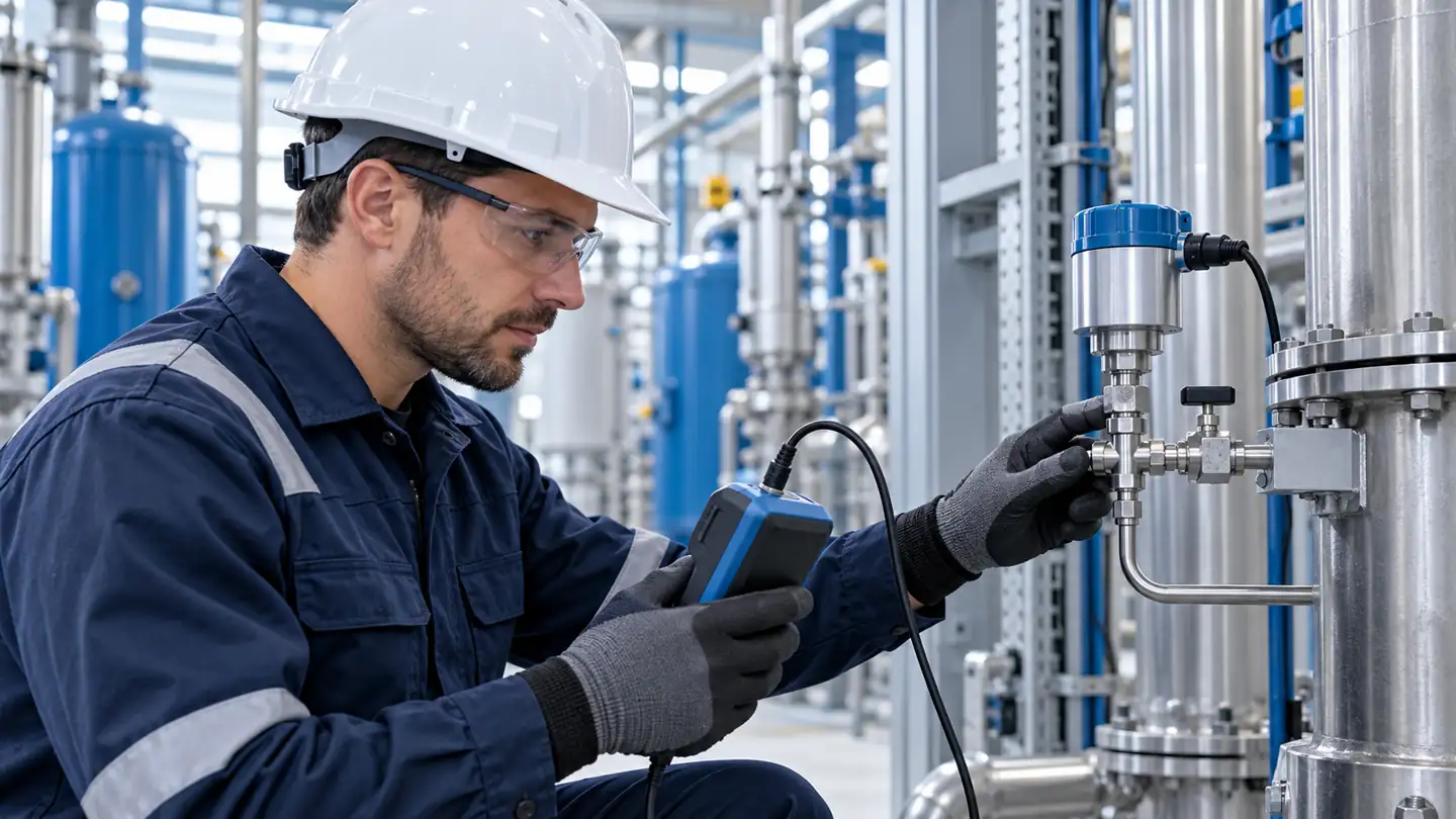 How to Choose and Install a Dew Point Sensor 5 Technician checking installed dew point transmitter with a reference instrument