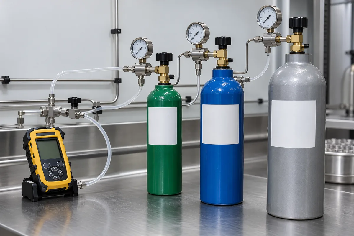 Several reference-gas concentrations prepared for a defined sensor range