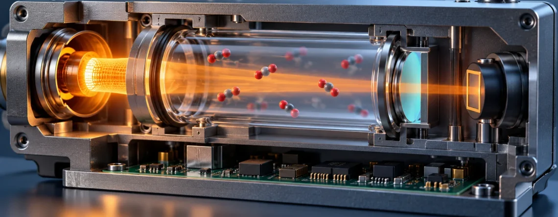 Schnittdarstellung eines Infrarot-CO2-Gassensormoduls