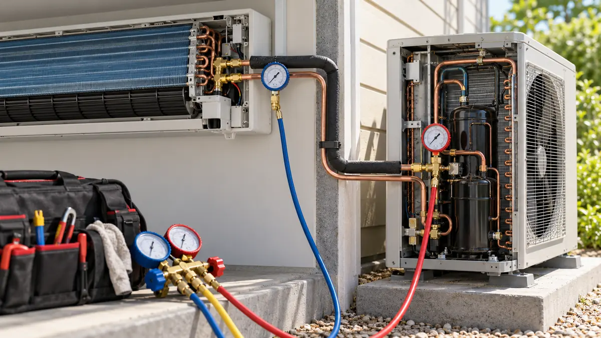 Conceptual refrigeration circuit with separate low- and high-side pressure measurement points
