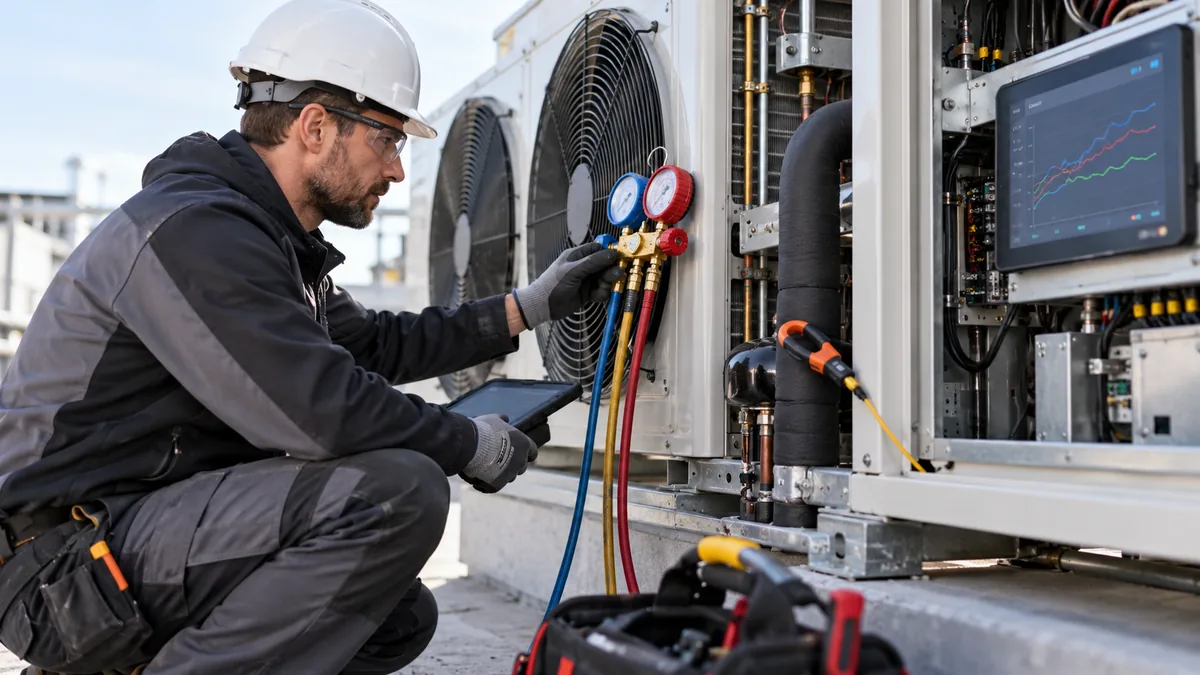 Which Pressure Readings Actually Help Diagnose an HVAC System? 5 Qualified technician comparing pressure, line temperature, airflow and controller trends