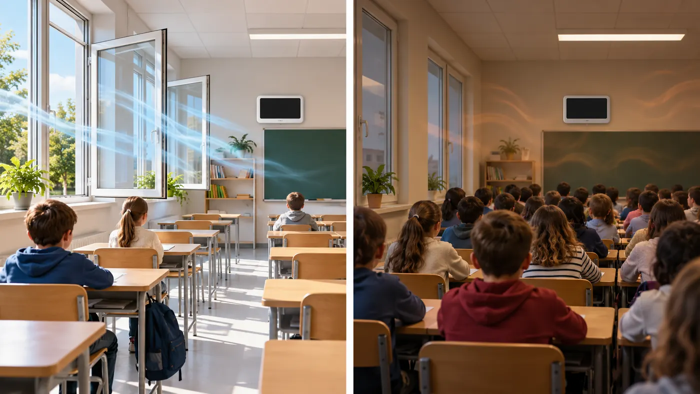 How to Interpret Classroom CO2 Readings for Ventilation 3 Conceptual comparison of two classroom occupancy and ventilation conditions