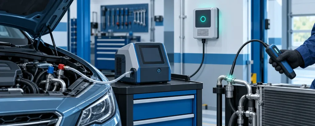 Conceptual refrigerant identifier, room monitor and handheld probe