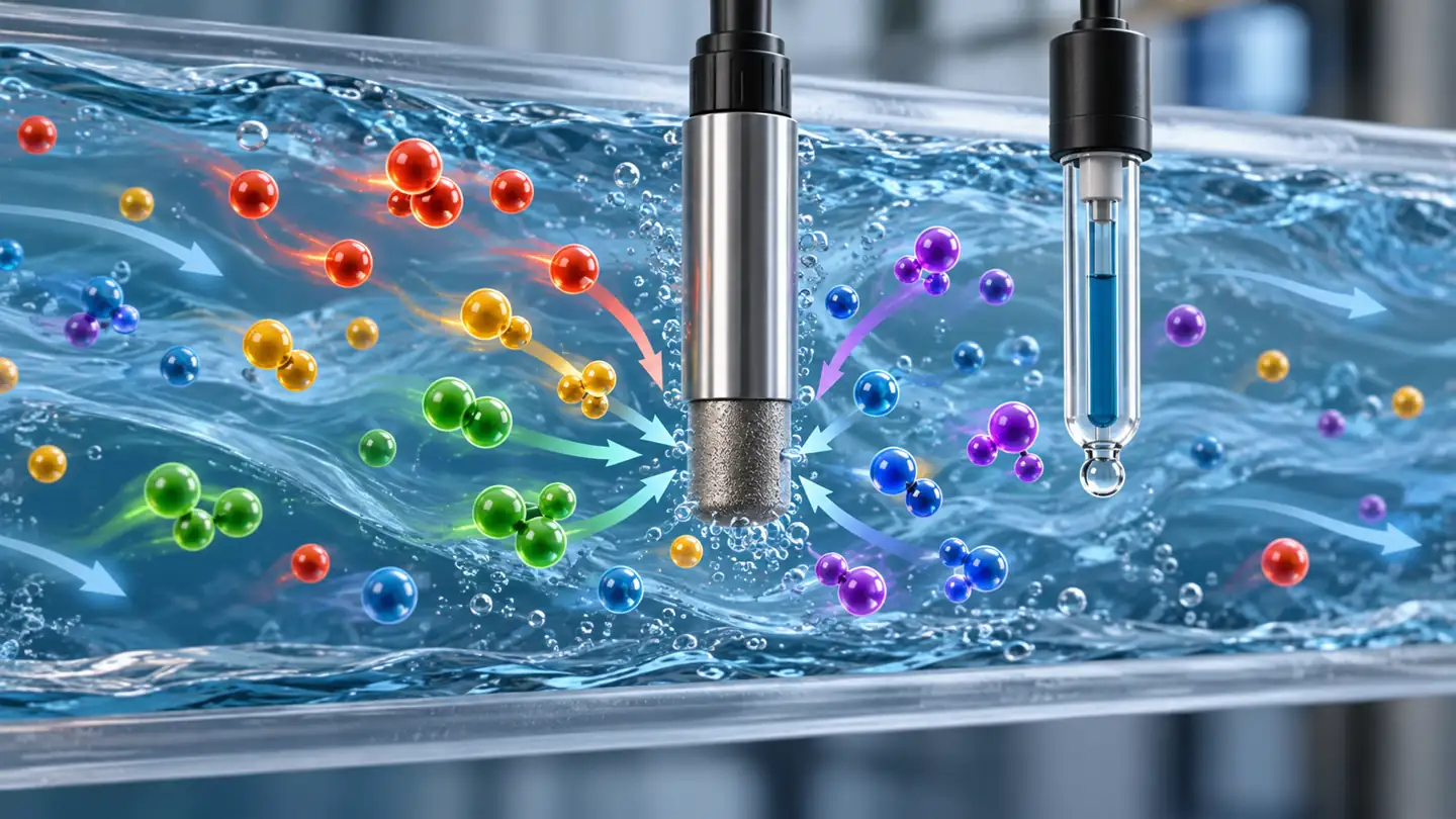 What an ORP Sensor Actually Tells You About Water 3 Conceptual multiple oxidants and reductants influencing an ORP electrode