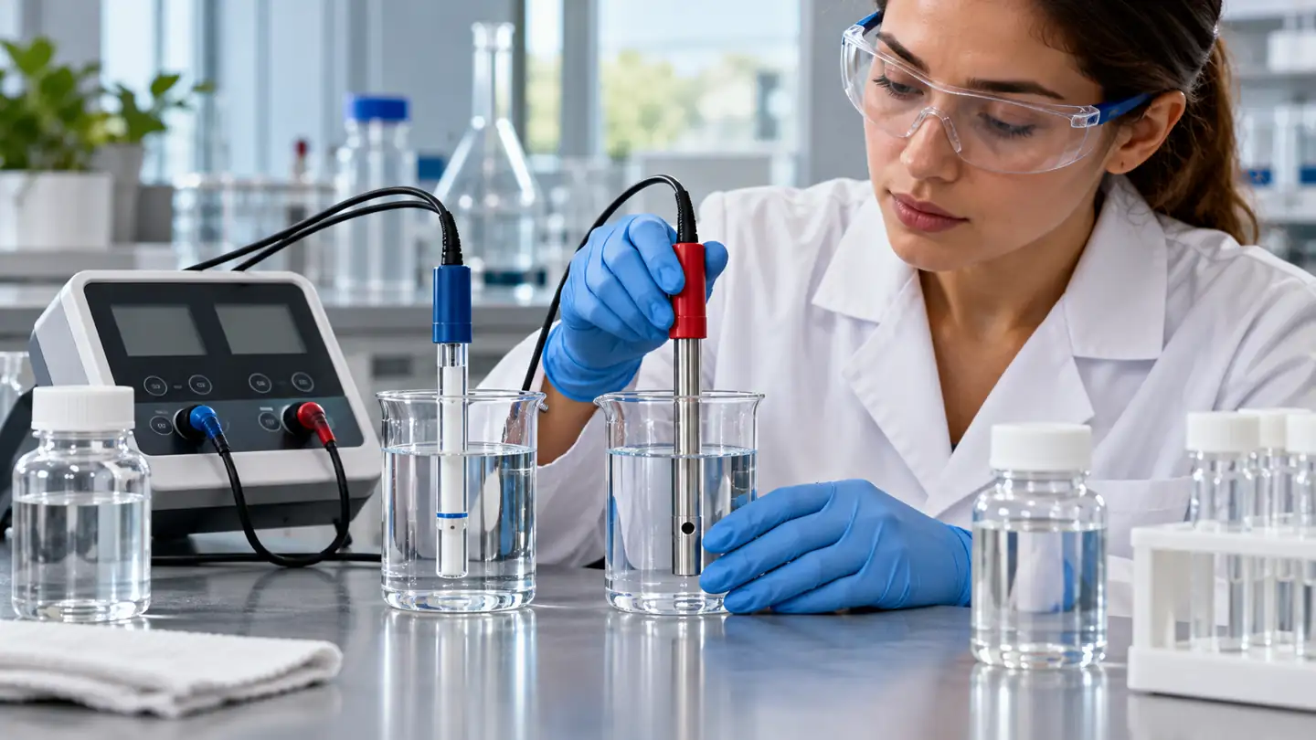 What an ORP Sensor Actually Tells You About Water 4 Technician checking an ORP probe in a reference solution