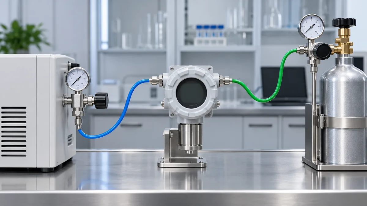 Gas detector head with separate approved zero and span reference sources